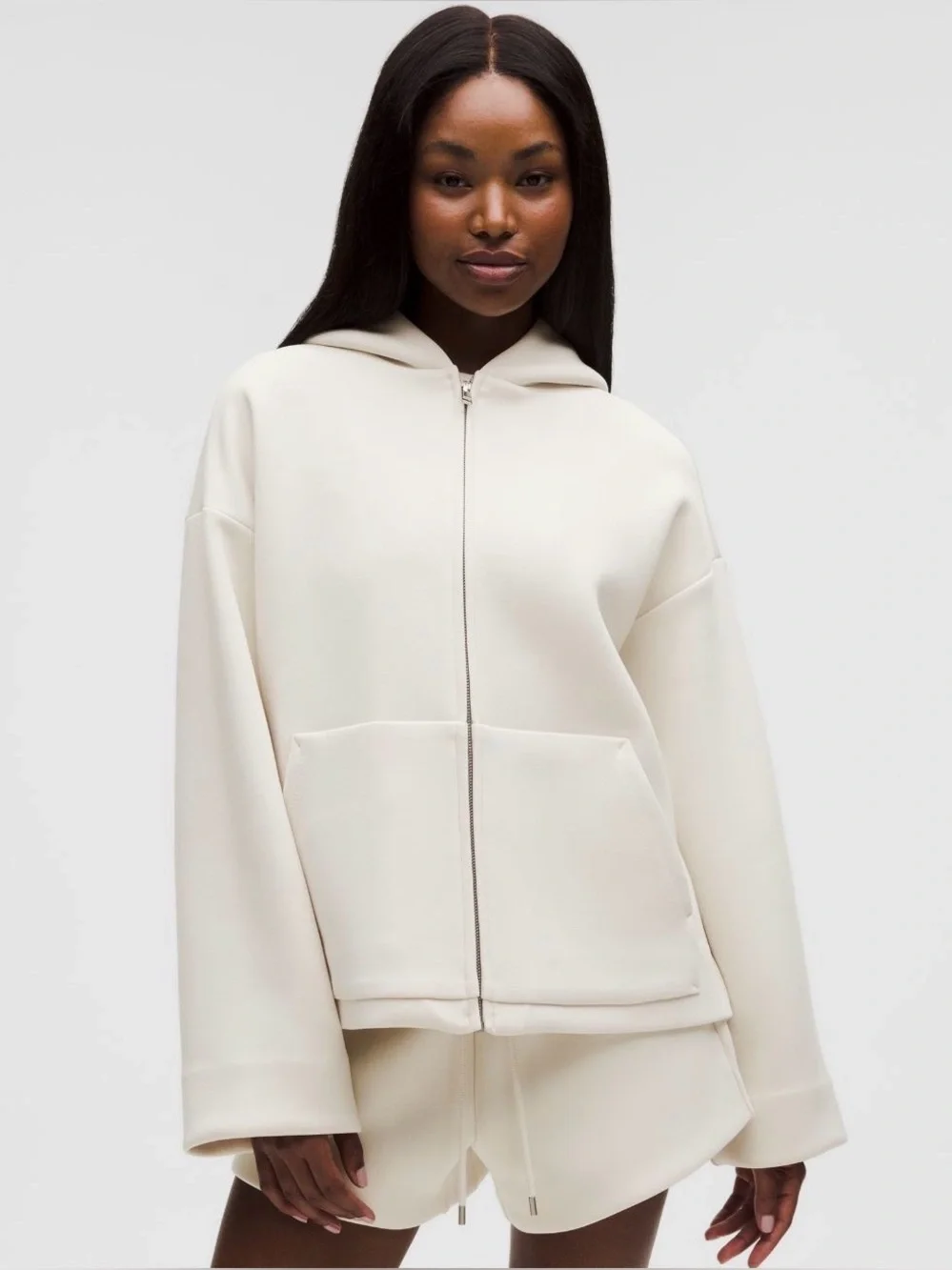 NWT LULULEMON Sleek Spacer Full-Zip Hoodie Sweater, Large, Light Ivory